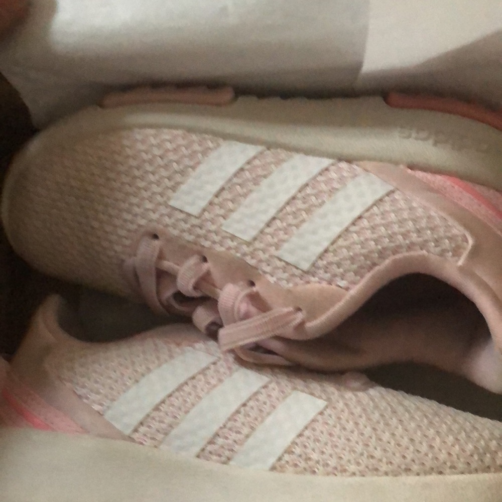 Adidas Light Pink White Sneakers Toddler Size 6 Mesh Upper Elastic Laces